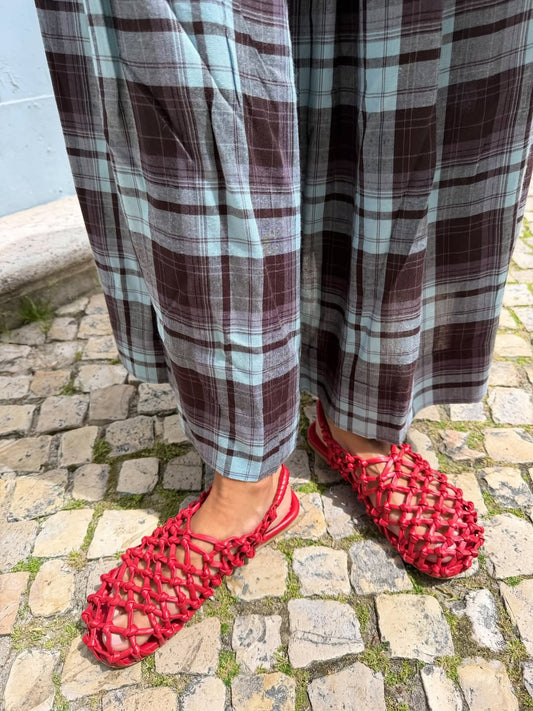 Sandalias de piel trenzada rojas - Thunder