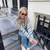 Chaqueta de punto cropped a rayas con cuello fold-over - Luzia