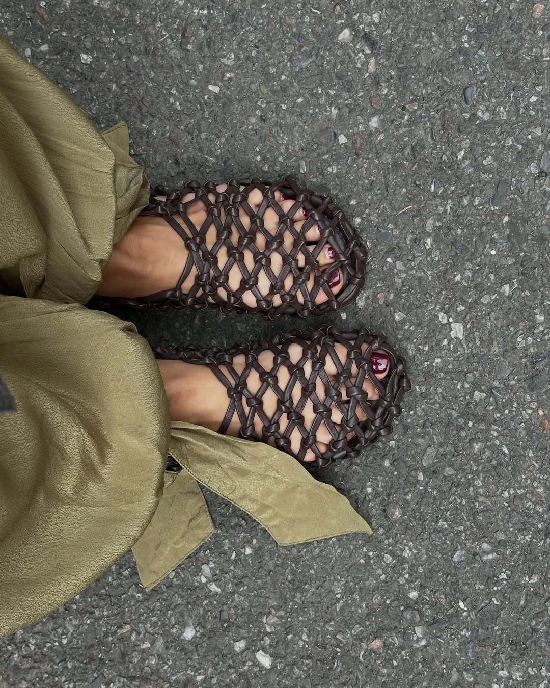 Sandalias de piel trenzada marrones - Thunder