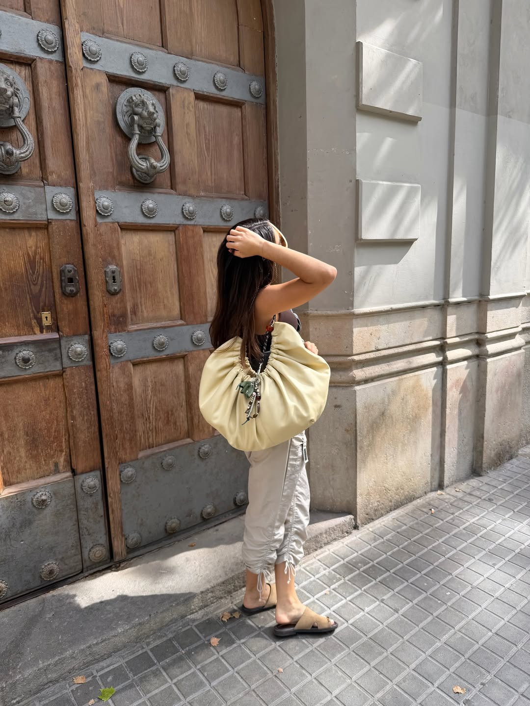 Bolso amarillo fruncido efecto piel - Bolor