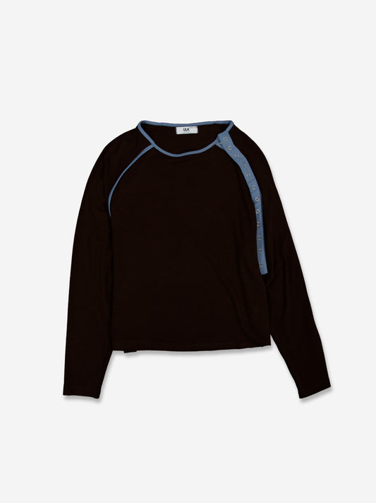 Camiseta de manga larga con cuello de botones asimétrico - Elior