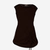 Brown short dress with side ruching - Xiqueta