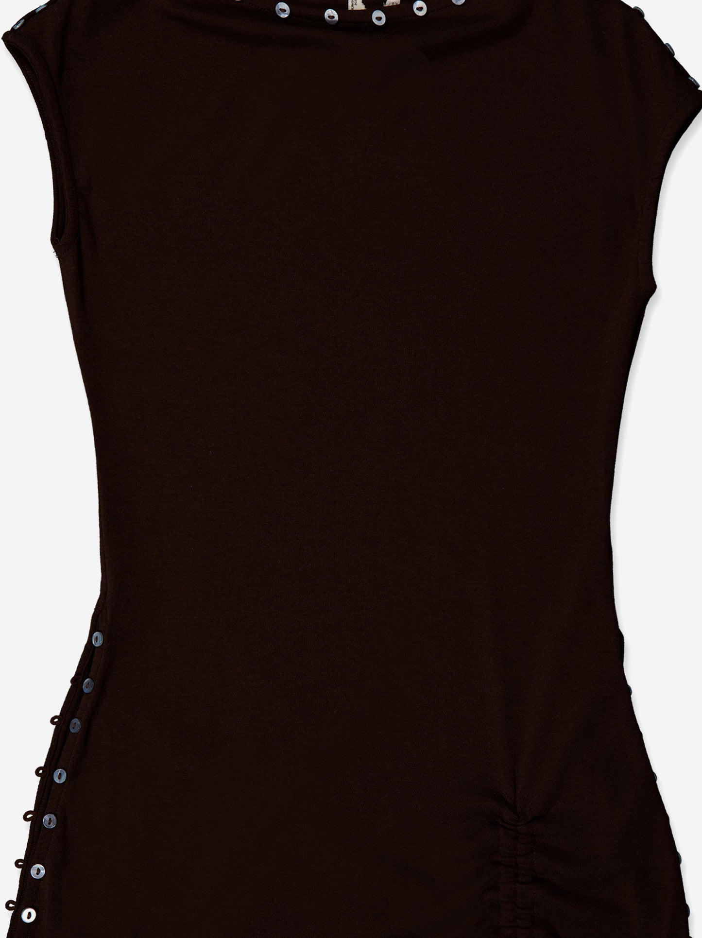 Brown short dress with side ruching - Xiqueta