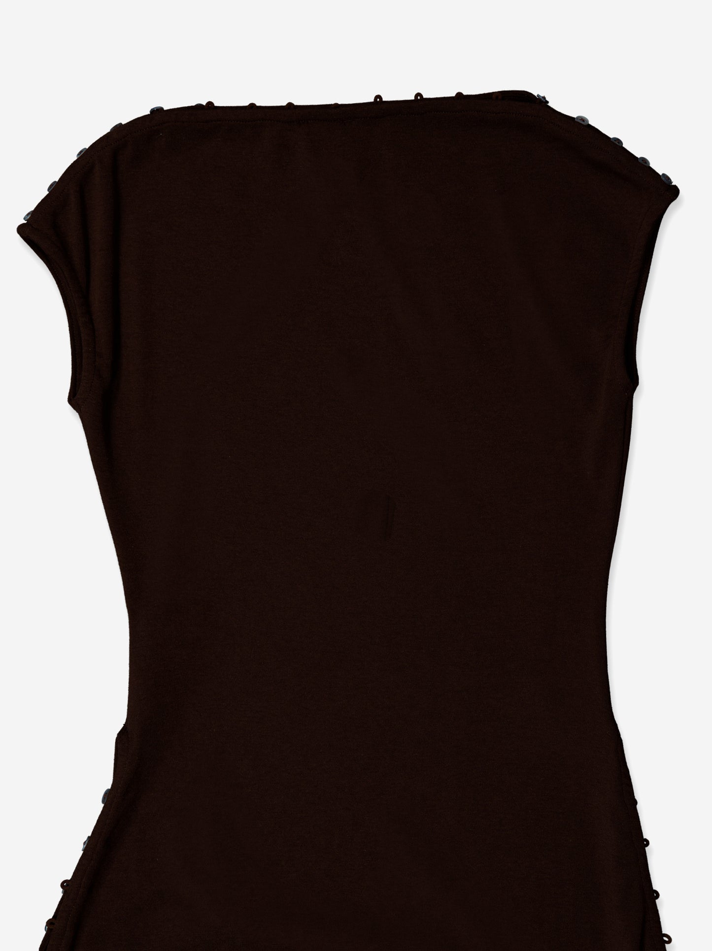 Brown short dress with side ruching - Xiqueta