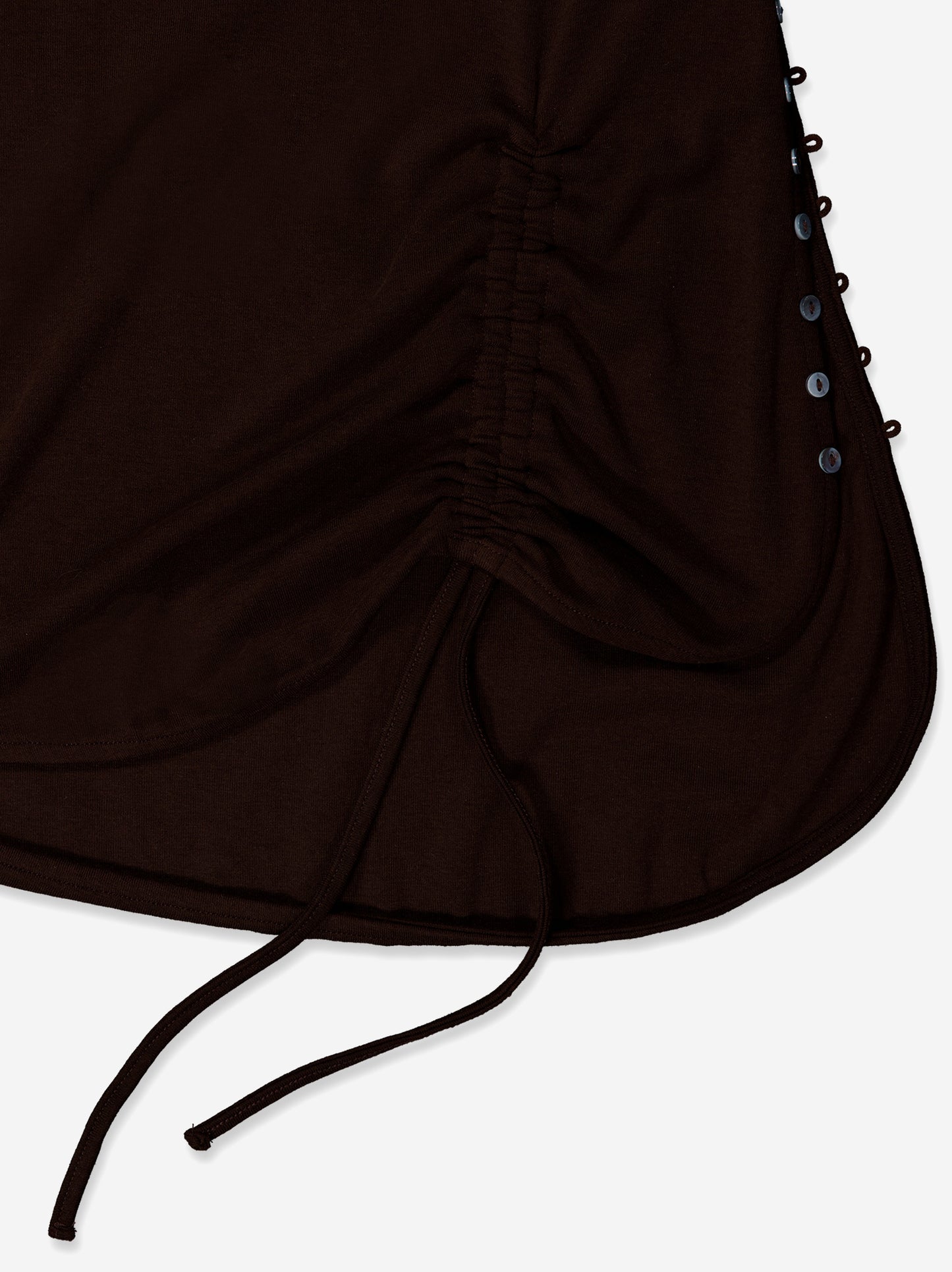 Brown short dress with side ruching - Xiqueta