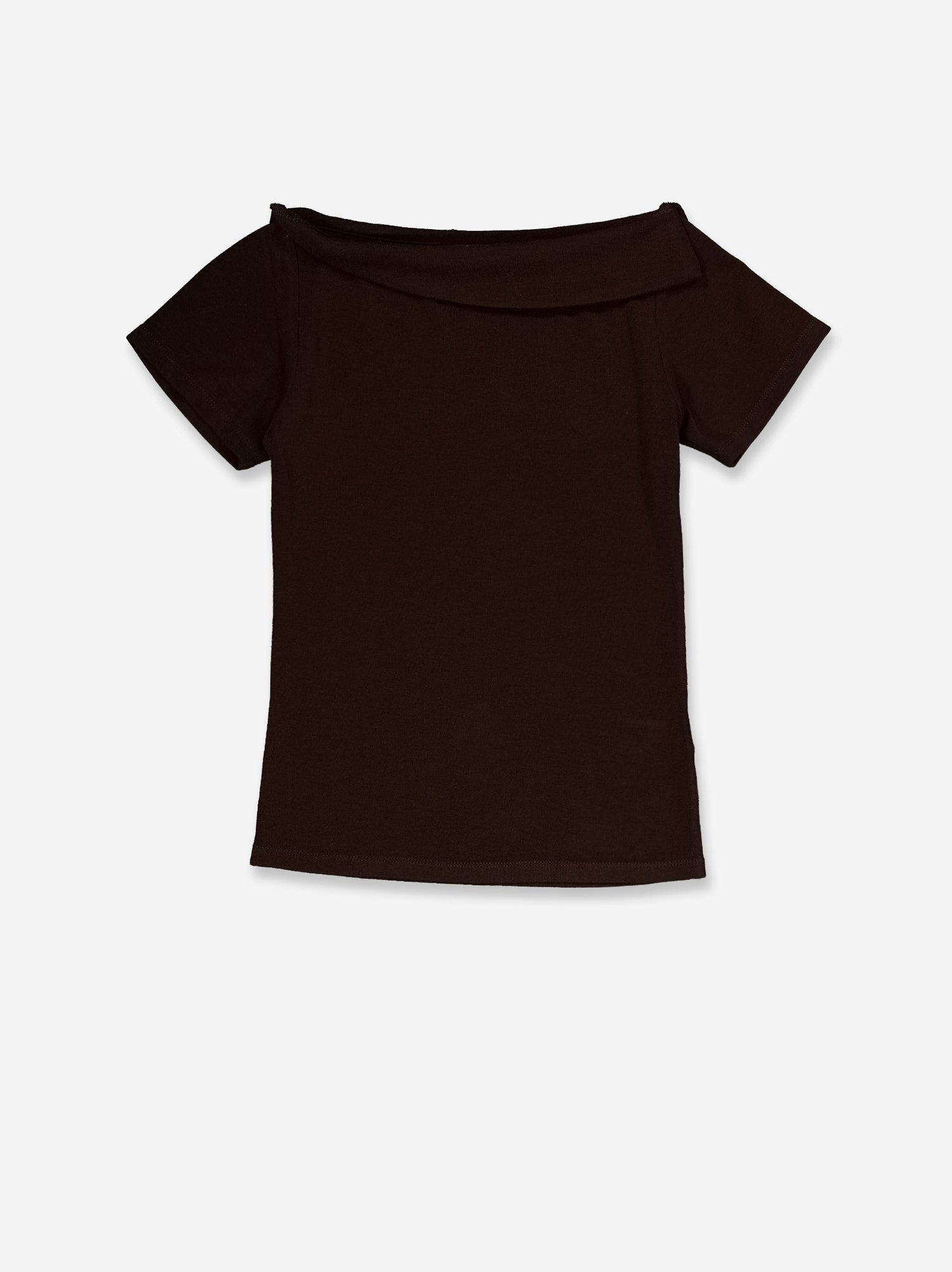 Brown top with folded boat neck - Wave