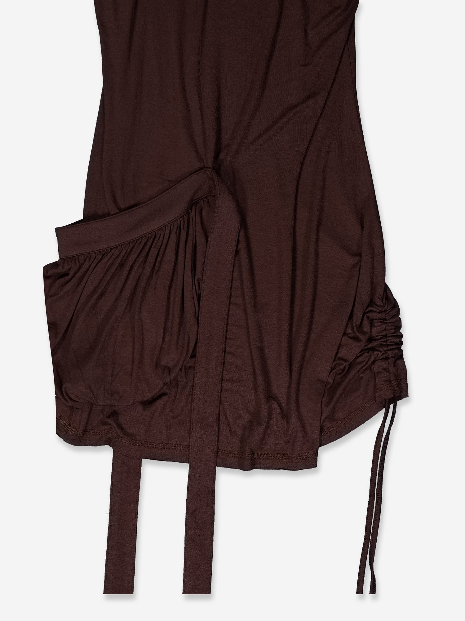 Vestido con bolsillo lateral cuello alto y bajo fruncido - Chao