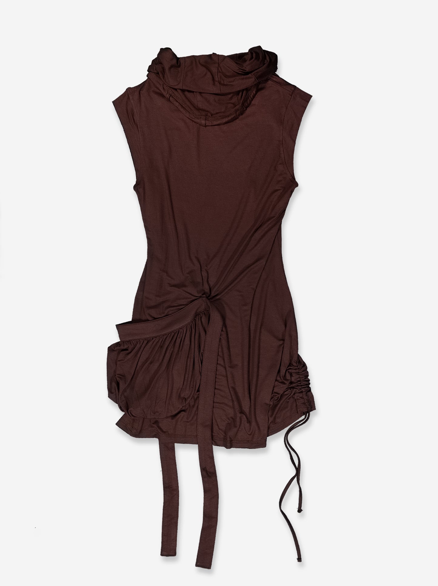 Vestido con bolsillo lateral cuello alto y bajo fruncido - Chao