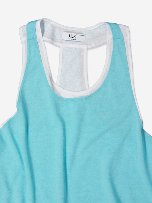 Double-layered contrast top blue - Taupe