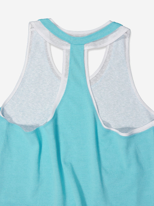 Double-layered contrast top blue - Taupe