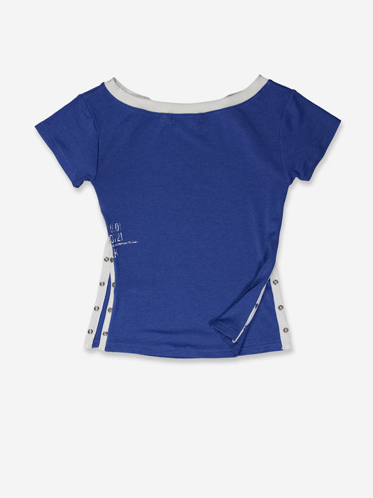 Blue T-shirt with contrasting slits - Vita