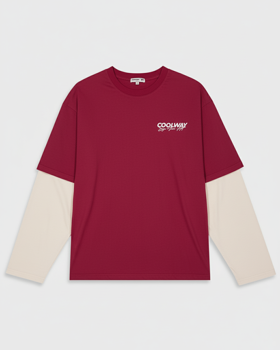 Coolway Red Double Sleeve - Double-sleeved T-shirt