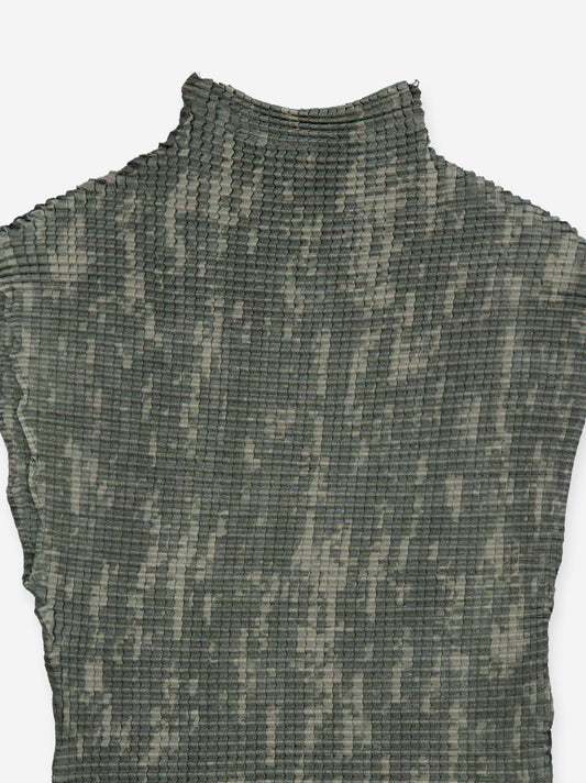 High-neck micro-pleated top - ISI