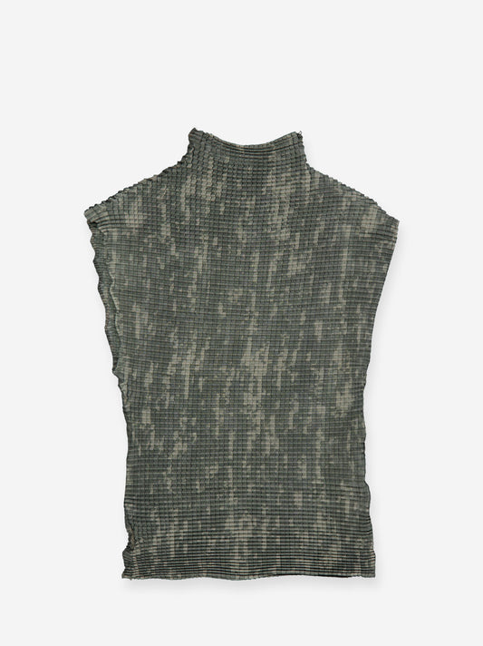 High-neck micro-pleated top - ISI