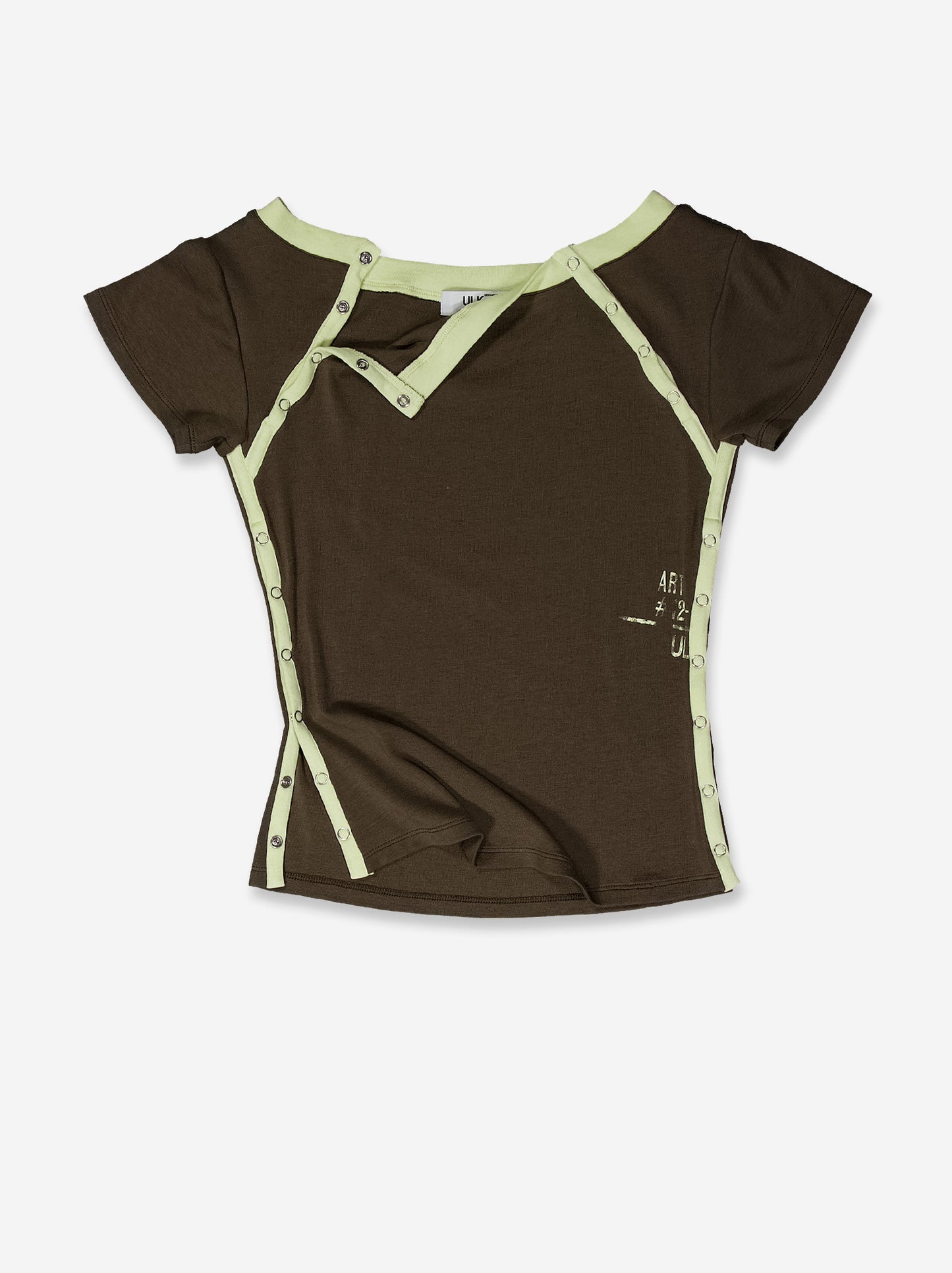 Khaki T-shirt with contrasting slits - Vita