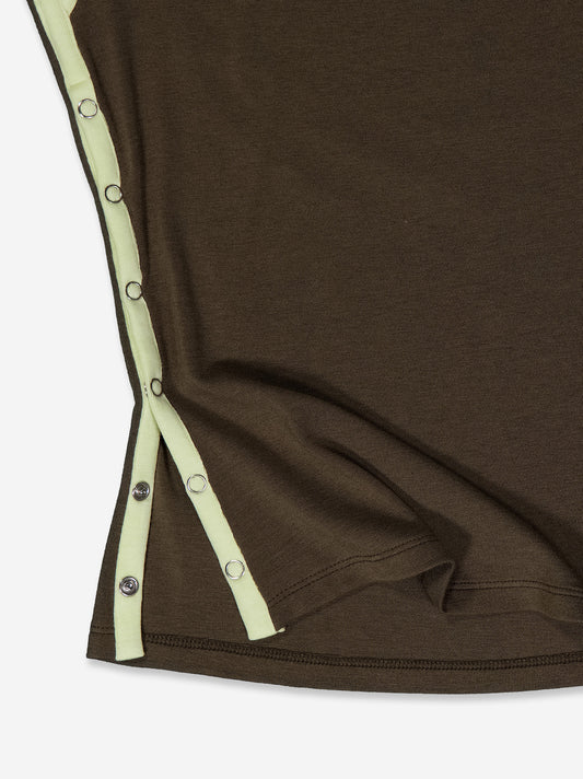 Khaki T-shirt with contrasting slits - Vita