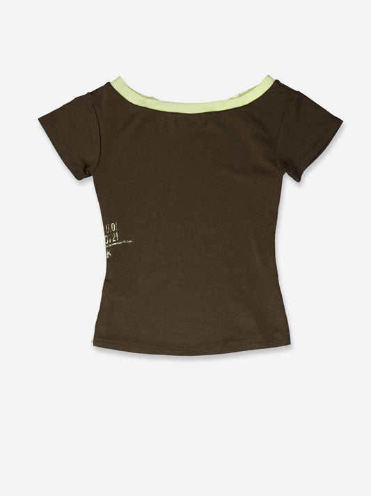 Khaki T-shirt with contrasting slits - Vita