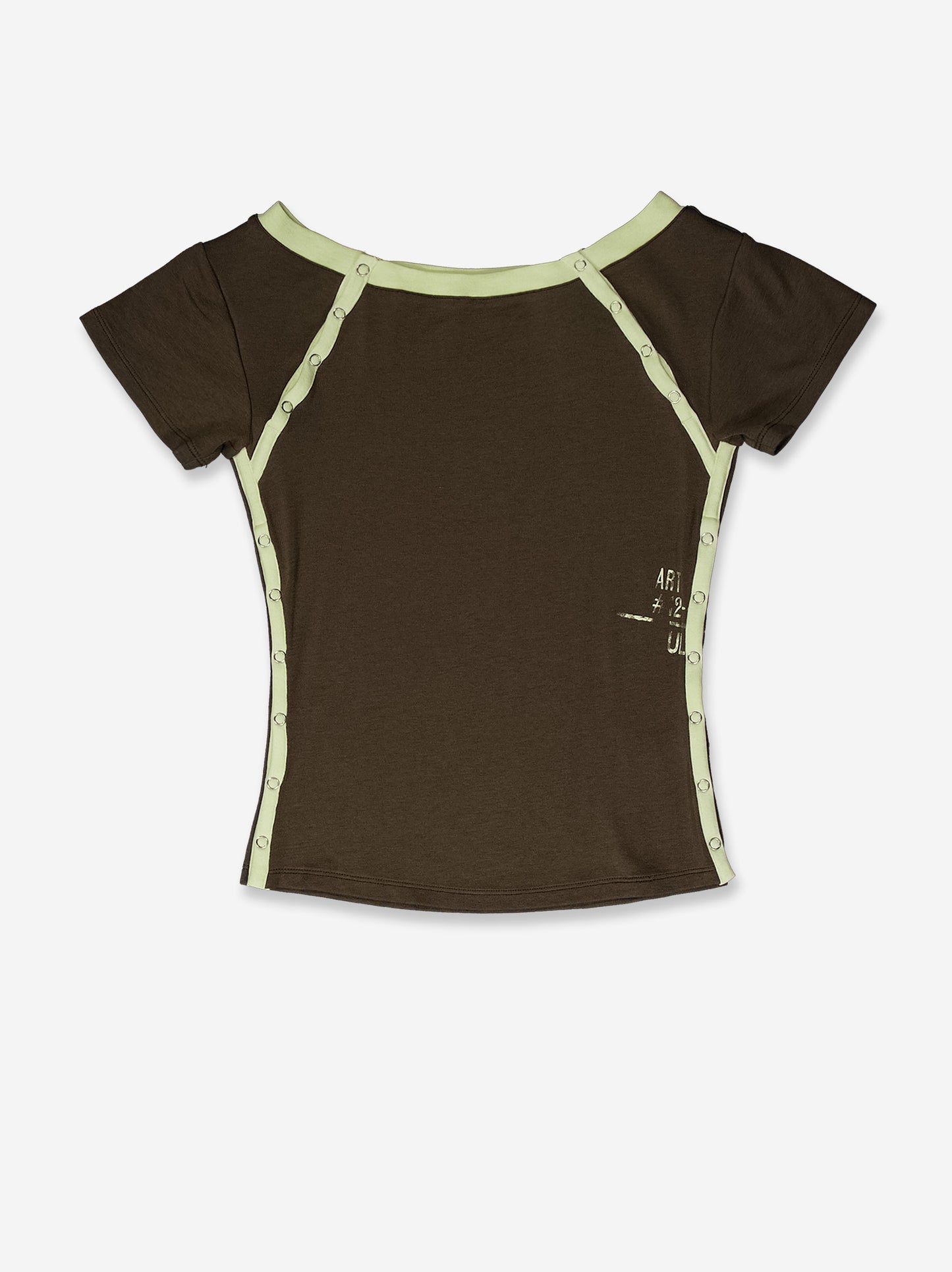 Khaki T-shirt with contrasting slits - Vita