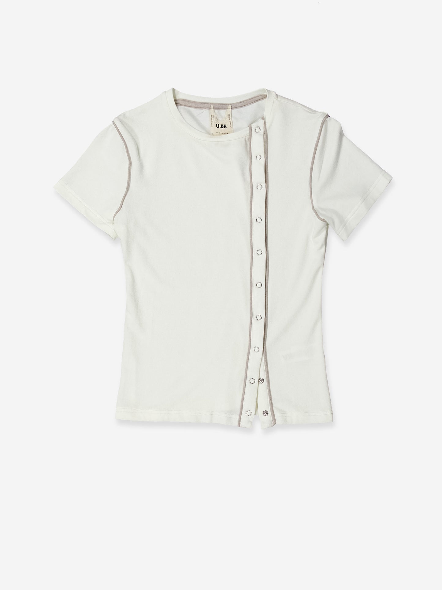 White T-shirt with front zip fastening and contrast detail - Mani