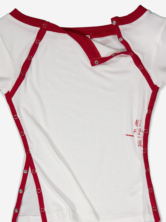 White T-shirt with contrasting cut-outs - Vita