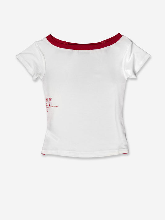 White T-shirt with contrasting cut-outs - Vita