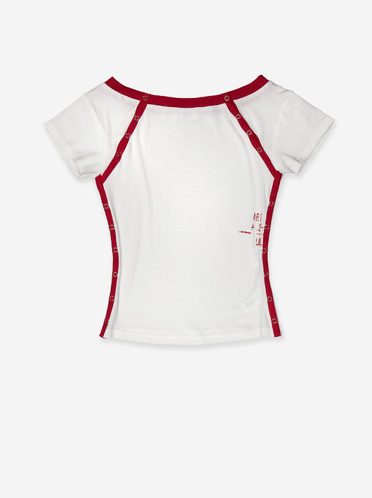 White T-shirt with contrasting cut-outs - Vita