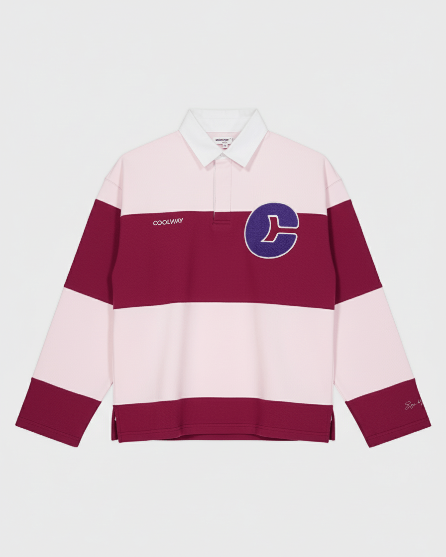 Coolway Field Strawberry Polo - Camiseta a rayas manga larga