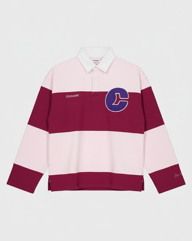 Coolway Field Strawberry Polo - Camiseta a rayas manga larga