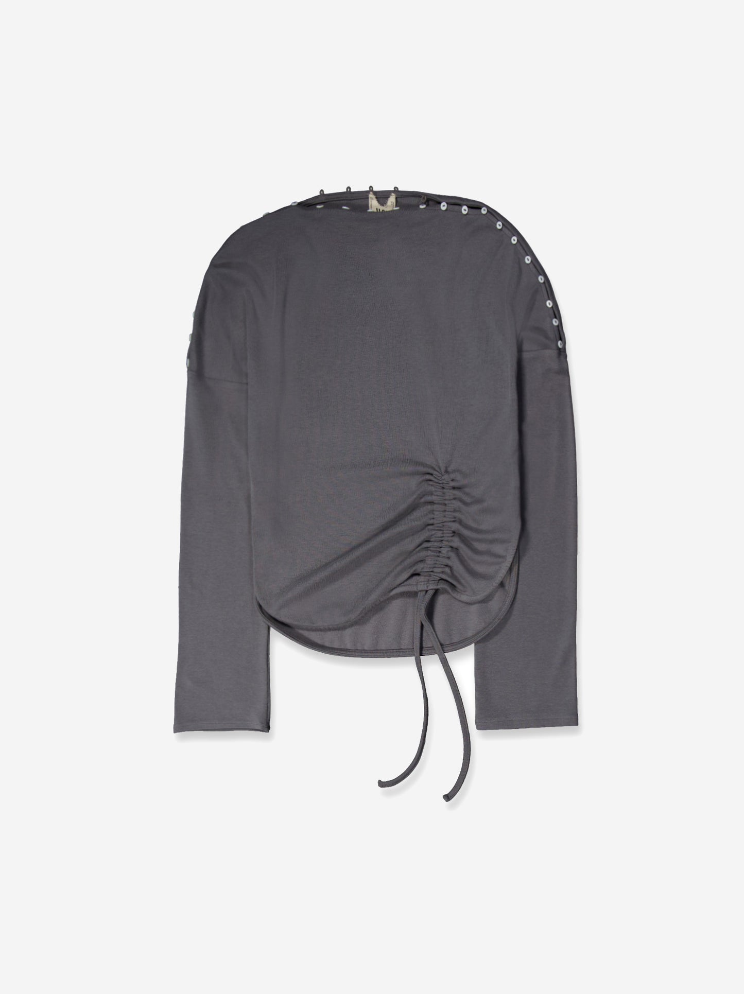 Grey long-sleeved top with side ruching - Xiquet