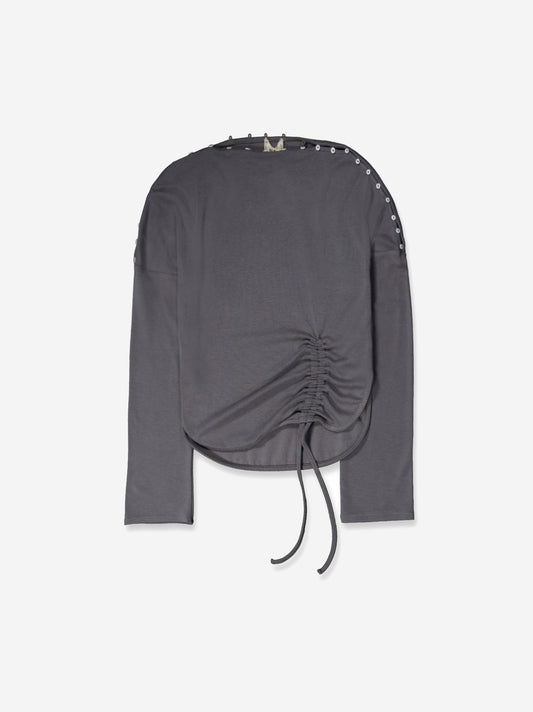 Grey long-sleeved top with side ruching - Xiquet