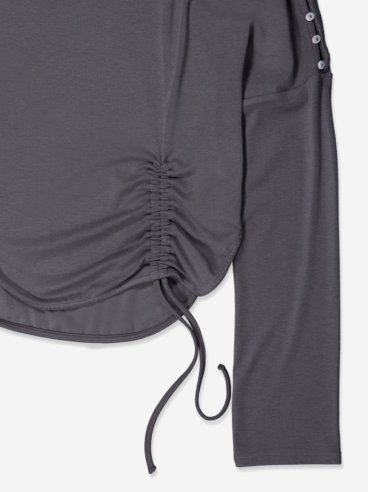 Grey long-sleeved top with side ruching - Xiquet