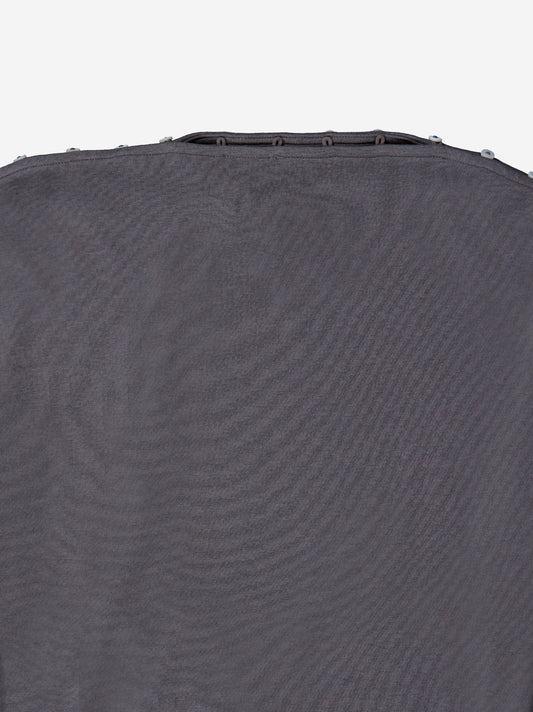 Grey long-sleeved top with side ruching - Xiquet