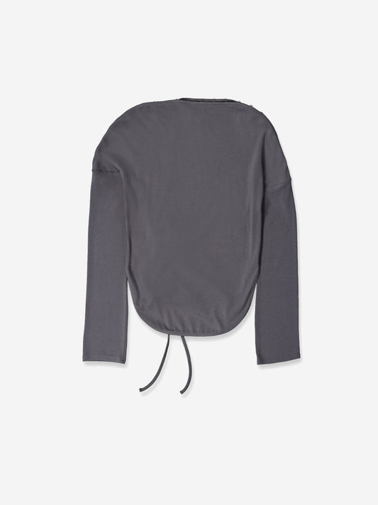 Grey long-sleeved top with side ruching - Xiquet