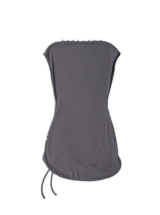 Grey Ruched Side Fitted Dress - Xiqueta