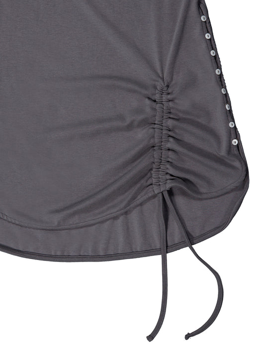 Grey Ruched Side Fitted Dress - Xiqueta