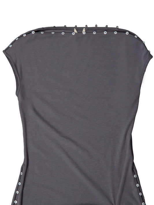 Grey Ruched Side Fitted Dress - Xiqueta