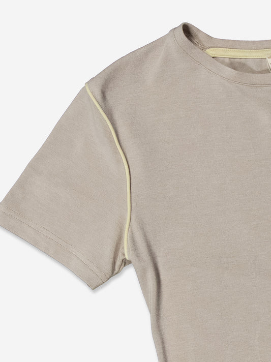 Beige T-shirt with contrasting piping detail - Mani
