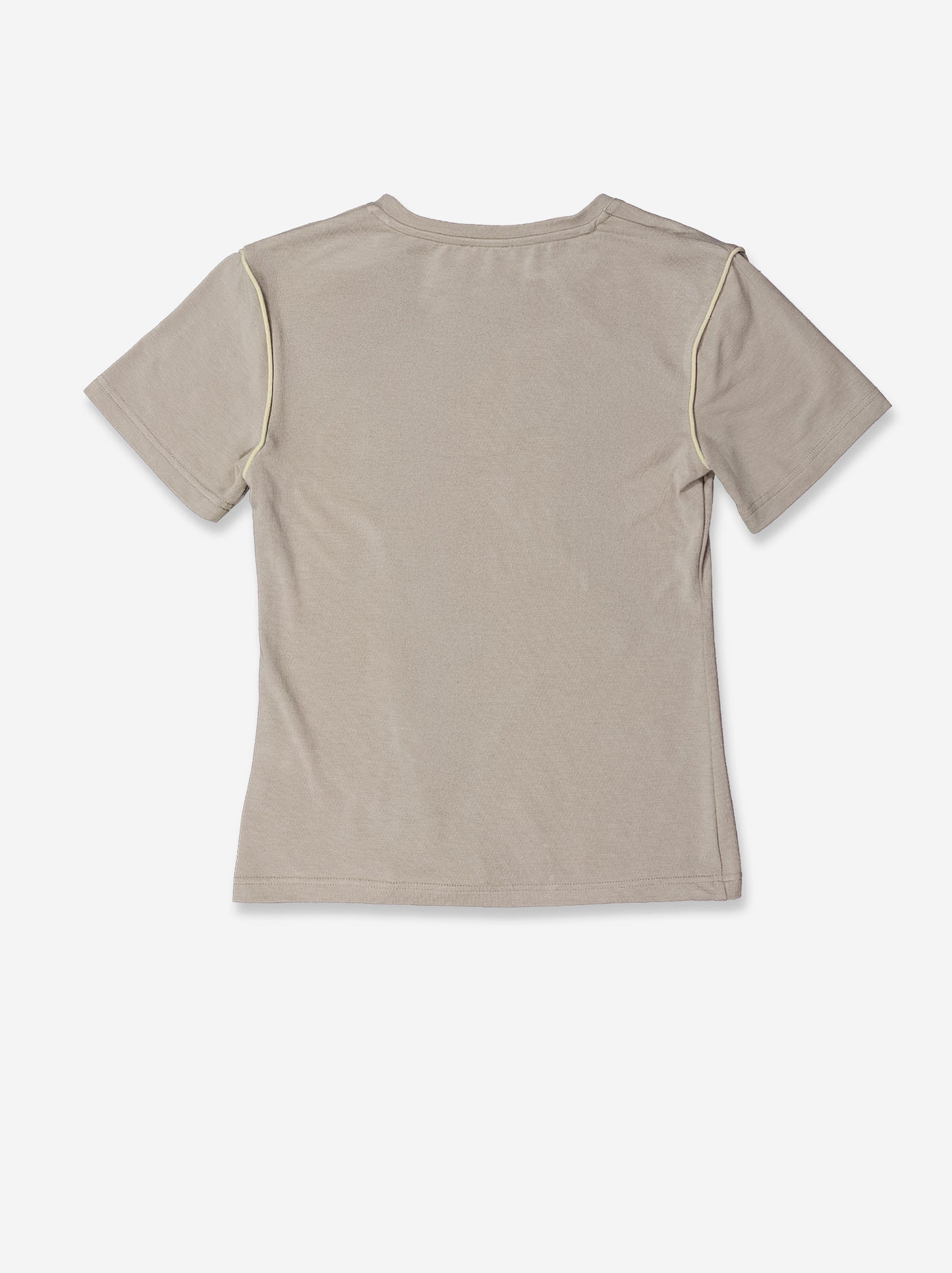 Beige T-shirt with contrasting piping detail - Mani