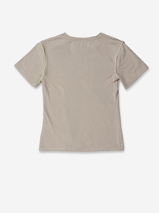 Beige T-shirt with contrasting piping detail - Mani