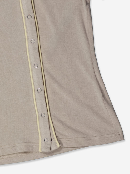 Beige T-shirt with contrasting piping detail - Mani