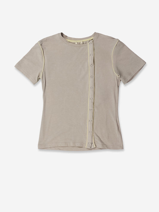 Beige T-shirt with contrasting piping detail - Mani