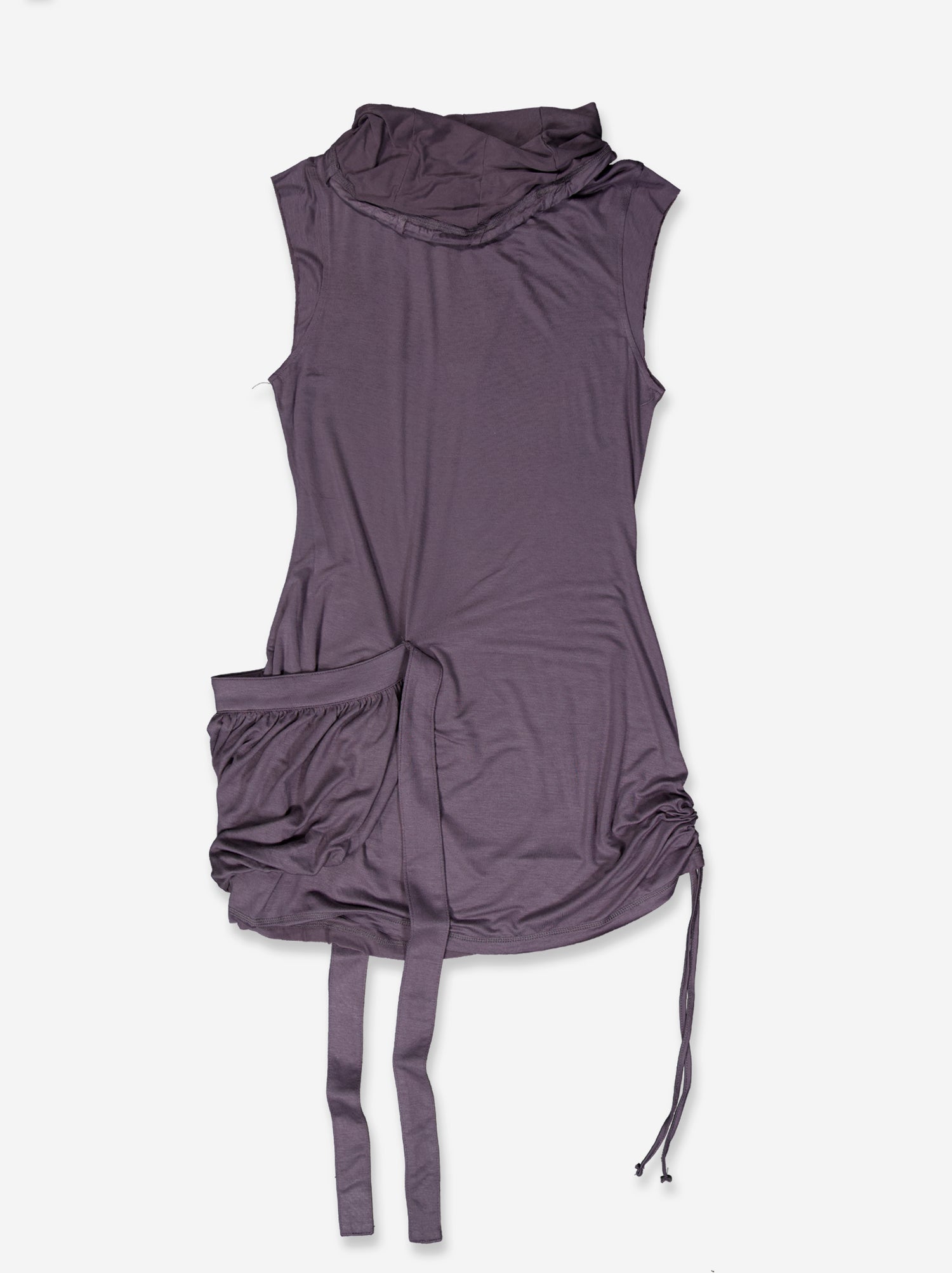 Vestido con bolsillo lateral cuello alto y bajo fruncido - Chao