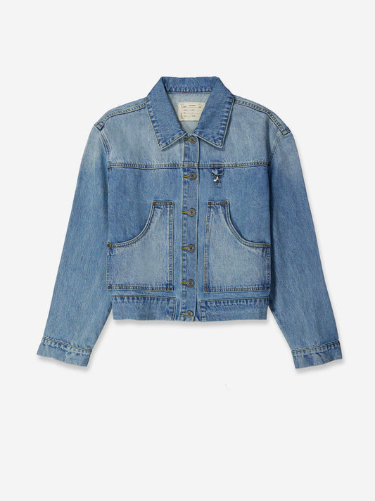 Short denim jacket with front pockets - Zuri