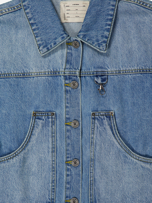 Short denim jacket with front pockets - Zuri