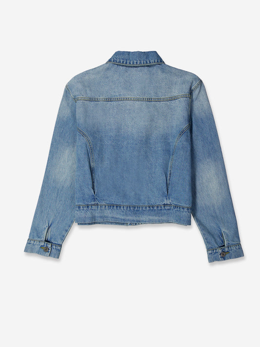 Short denim jacket with front pockets - Zuri
