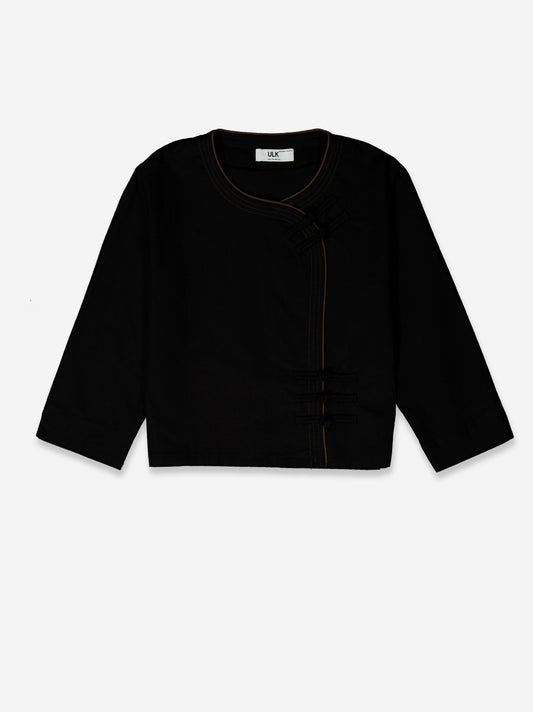 Chaqueta de lino asimétrica estilo oriental - Lupe