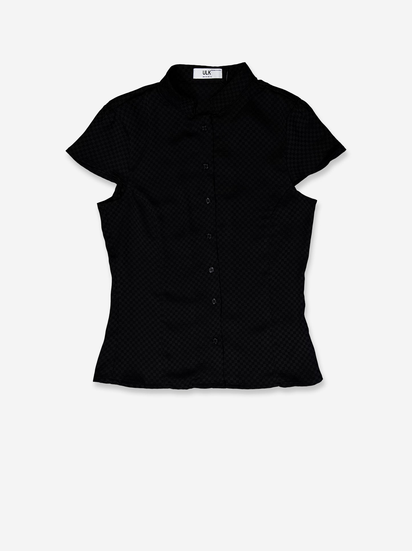 Camisa satinada negra con estampado jacquard - Rin