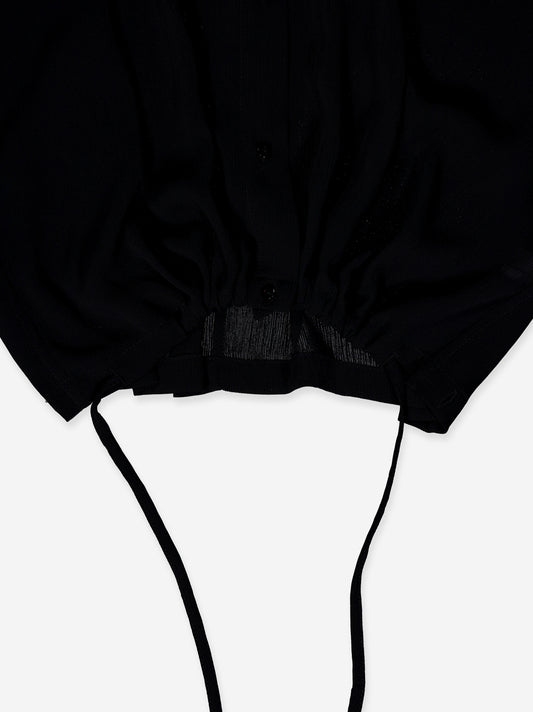 Black fluid shirt with adjustable hem - Kaika