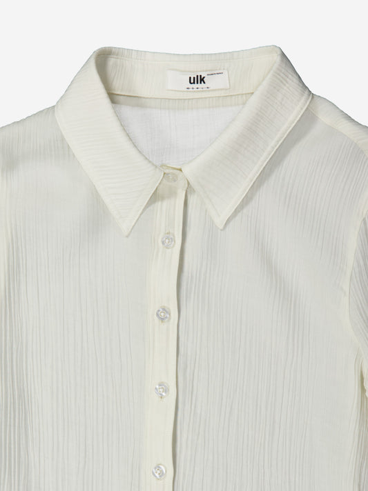 Textured white long-sleeve shirt - Camuleta