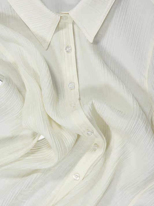 Textured white long-sleeve shirt - Camuleta